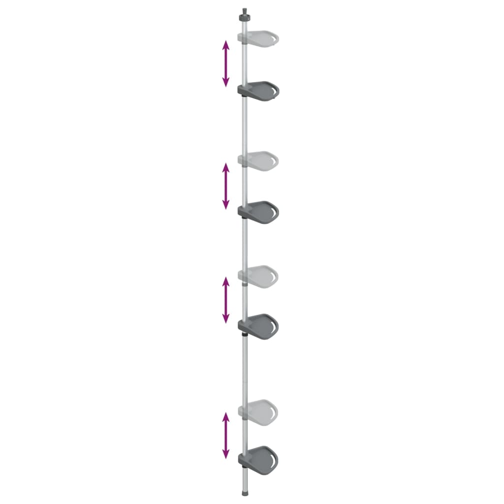 4-Tier Telescopic Shower Corner Shelf Silver Aluminium - Bend