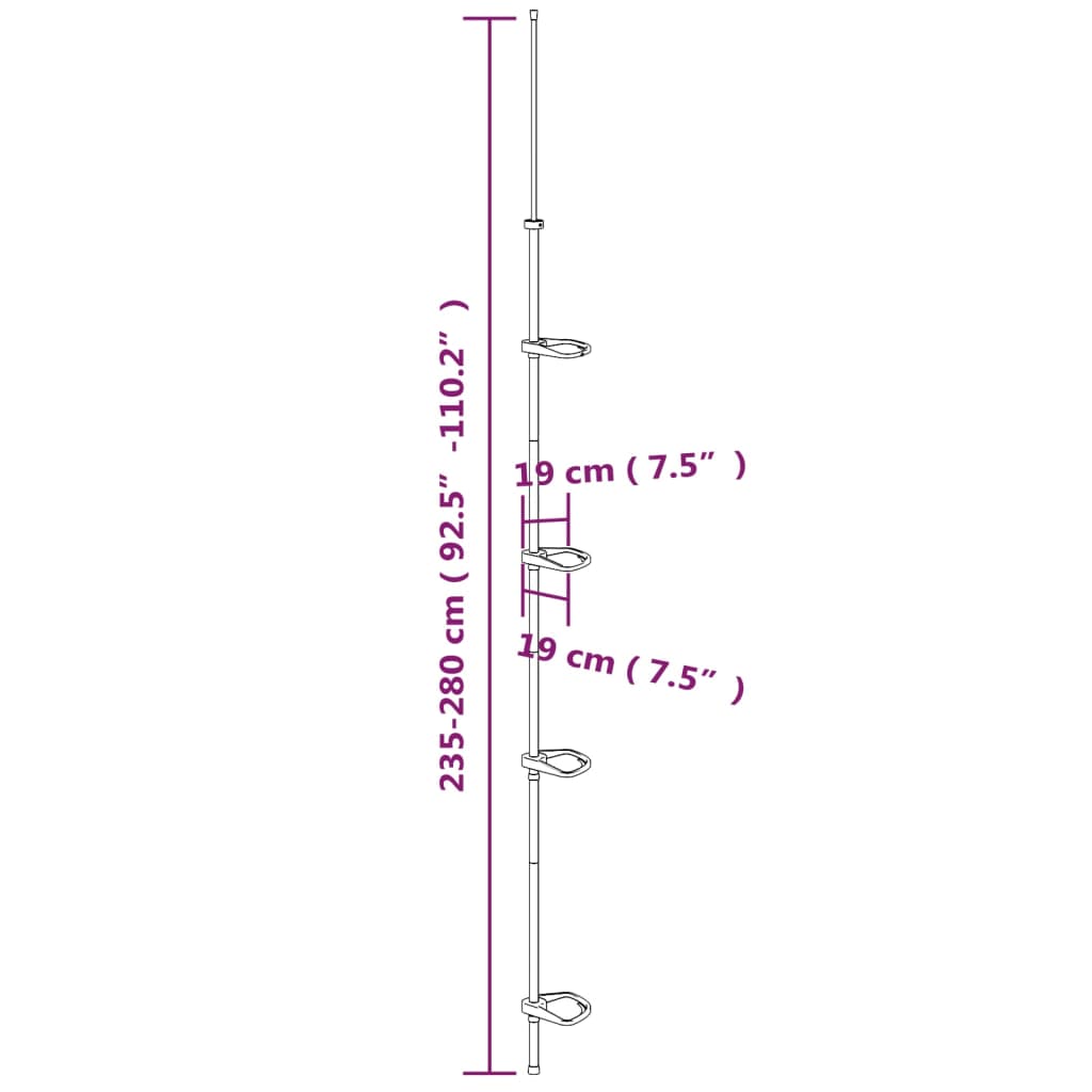 4-Tier Telescopic Shower Corner Shelf Silver Aluminium - Bend