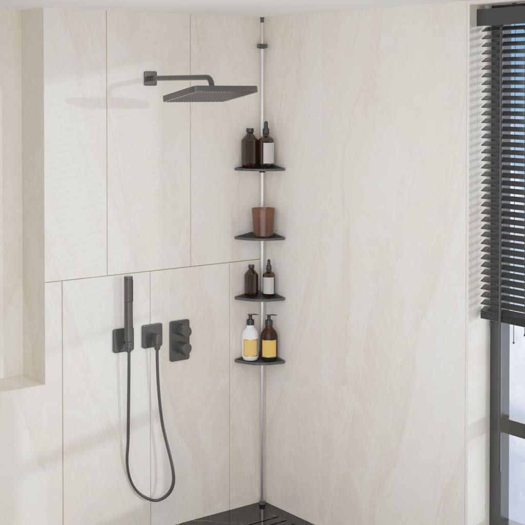 4-Tier Telescopic Shower Corner Shelf Silver Aluminium - Bend