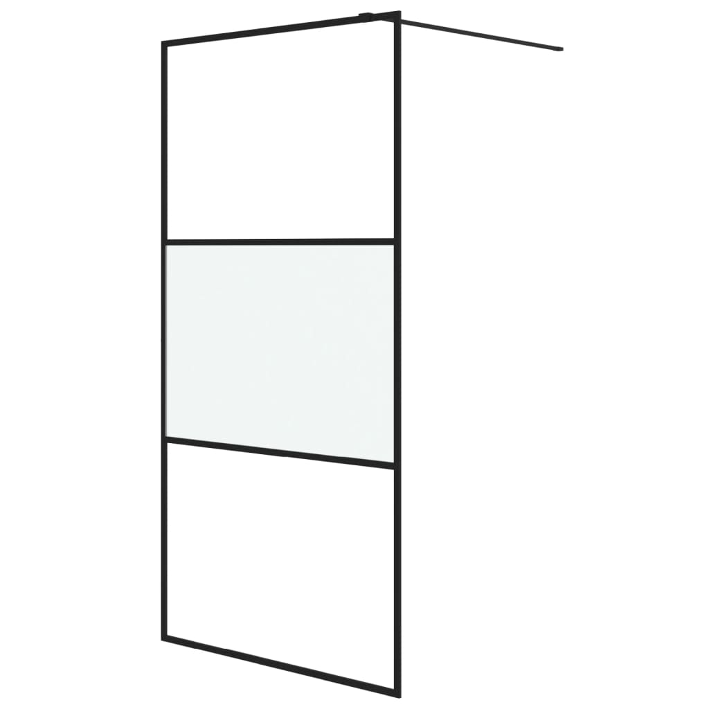 Walk-in Shower Wall Black 100x195 cm Half Frosted ESG Glass - Bend