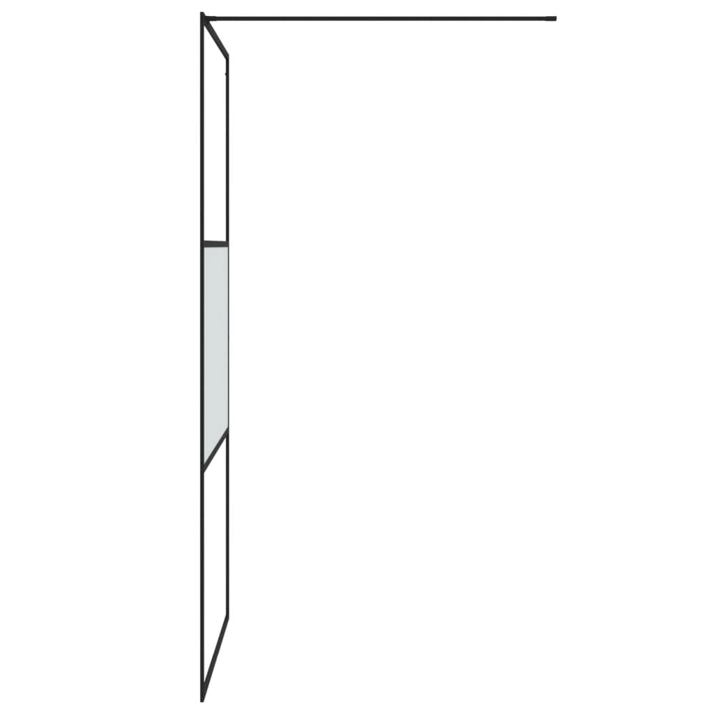 Walk-in Shower Wall Black 100x195 cm Half Frosted ESG Glass - Bend