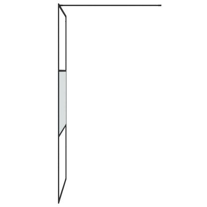 Walk-in Shower Wall Black 100x195 cm Half Frosted ESG Glass - Bend