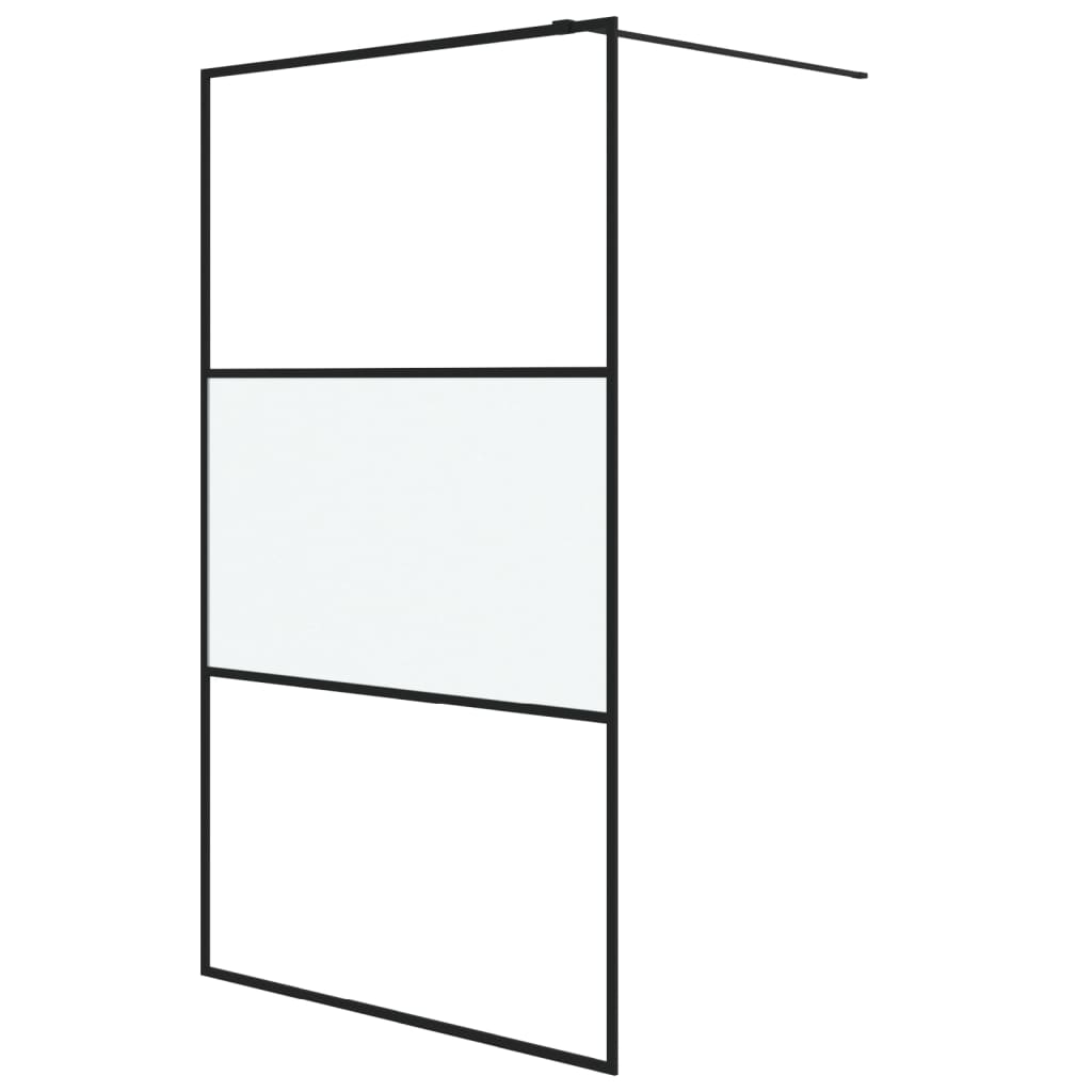 Walk-in Shower Wall Black 115x195 cm Half Frosted ESG Glass - Bend