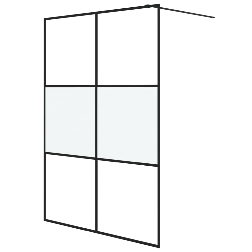 Walk-in Shower Wall Black 140x195 cm Half Frosted ESG Glass