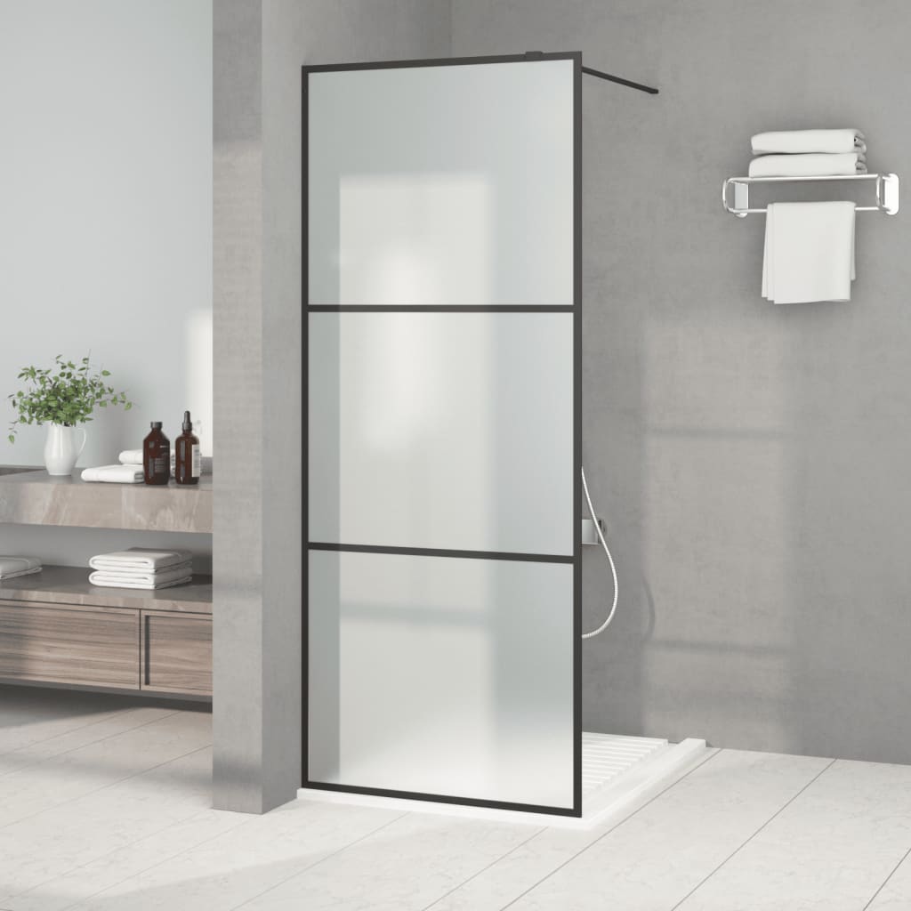 Walk-in Shower Wall Black 80x195 cm Frosted ESG Glass Design