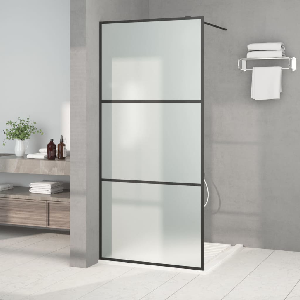 Walk-in Shower Wall Black 90x195 cm Frosted ESG Glass Easy Clean