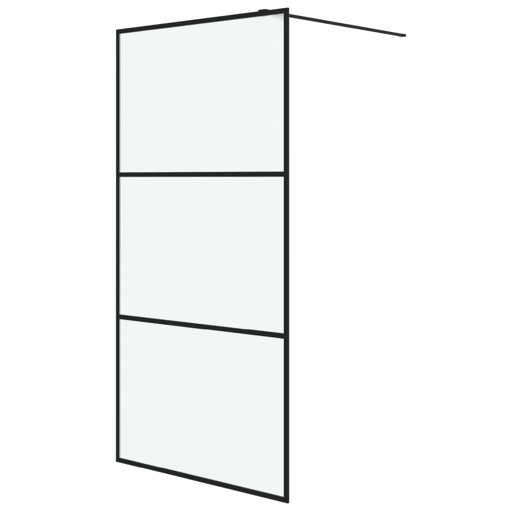 Walk-in Shower Wall Black 100x195 cm Frosted ESG Glass - Bend