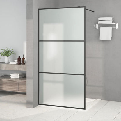 Walk-in Shower Wall Black 100x195 cm Frosted ESG Glass - Bend