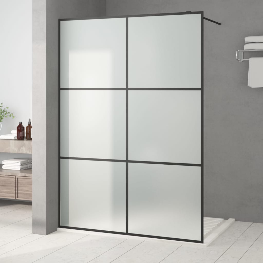 Walk-in Shower Wall Black 140x195 cm Frosted ESG Glass - Bend