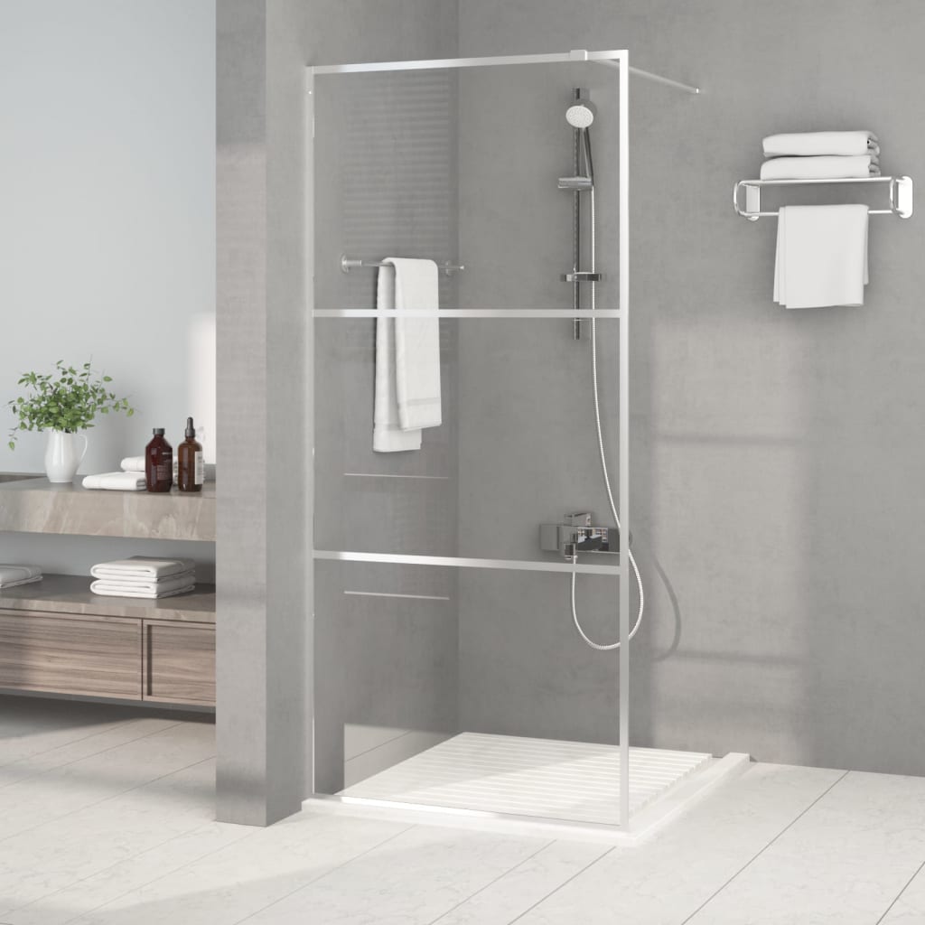 Walk-in Shower Wall Silver 90x195 cm Clear ESG Glass - Bend