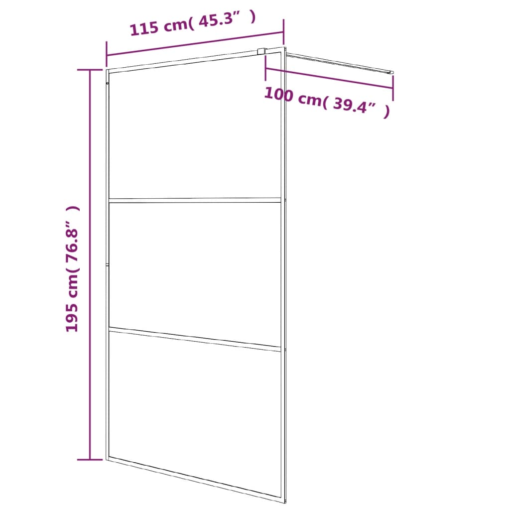 Walk-in Shower Wall Silver 115x195 cm Clear ESG Glass Easy Clean