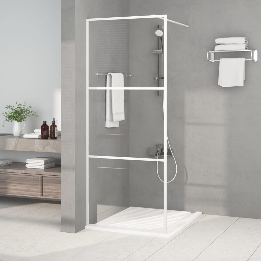 Walk-in Shower Wall White 80x195 cm Clear ESG Glass