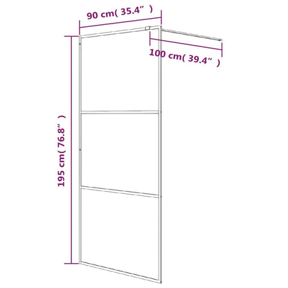 Walk-in Shower Wall White 90x195 cm Clear ESG Glass Design