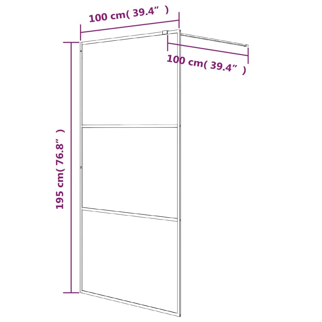 Modern Walk-in Shower Wall White 100x195 cm Clear ESG Glass