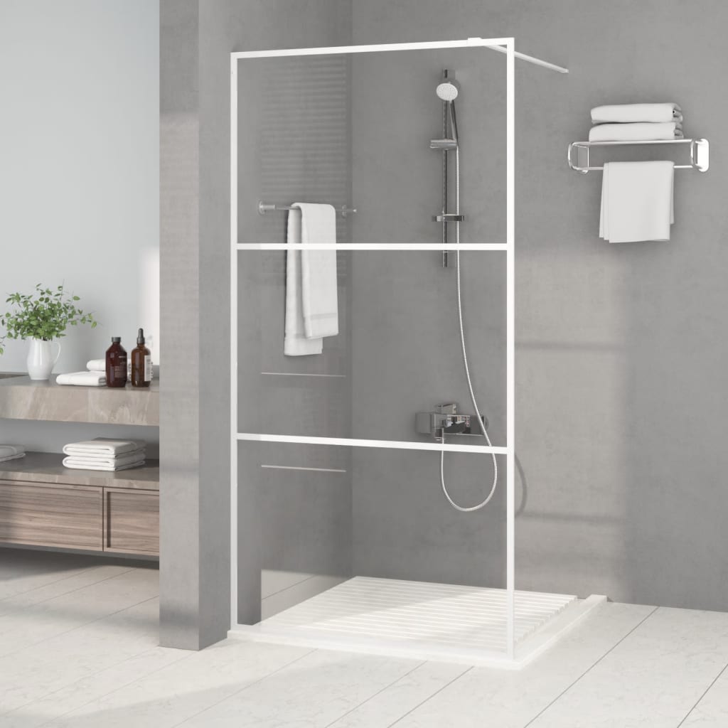 Modern Walk-in Shower Wall White 100x195 cm Clear ESG Glass