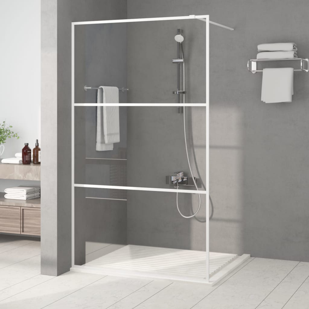 Stylish Walk-in Shower Wall White 115x195 cm Clear ESG Glass