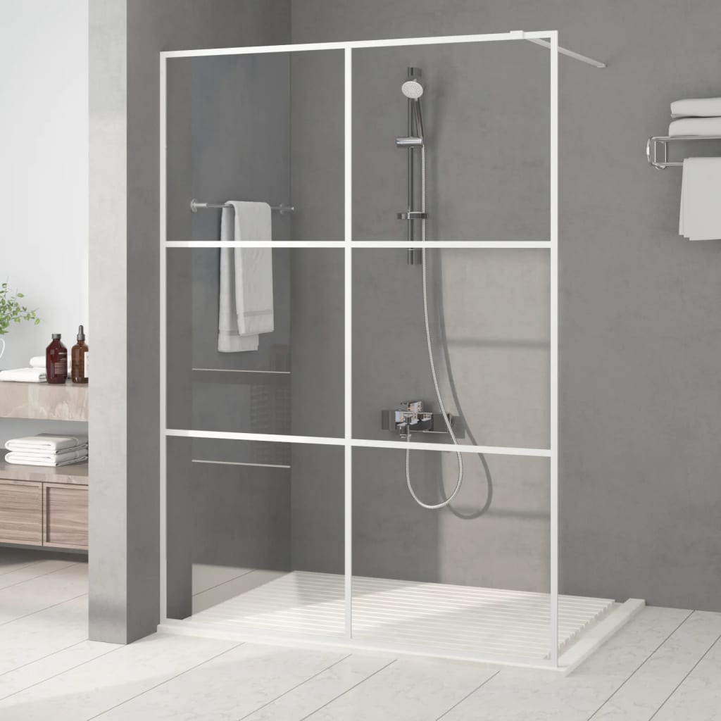 Walk-in Shower Wall White 140x195 cm Clear ESG Glass