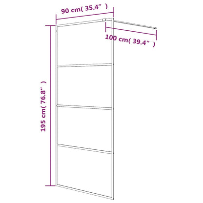 Walk-in Shower Wall Black 90x195 cm Half Frosted ESG Glass