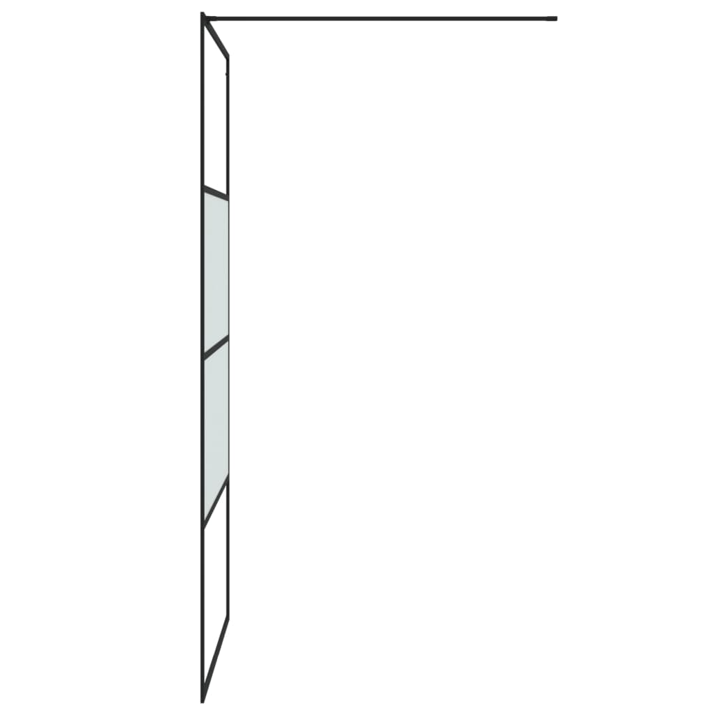 Walk-in Shower Wall Black 100x195 cm Half Frosted ESG Glass - Bend