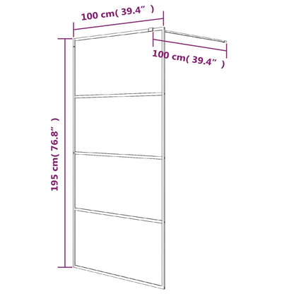 Walk-in Shower Wall Black 100x195 cm Half Frosted ESG Glass - Bend