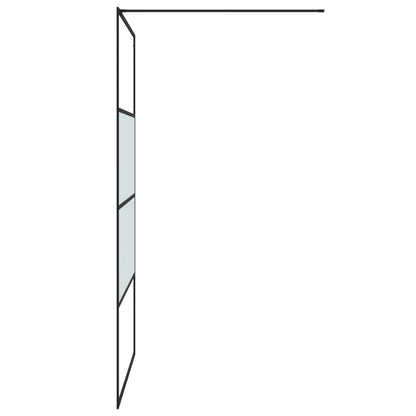 Walk-in Shower Wall Black 115x195 cm Half Frosted ESG Glass - Bend