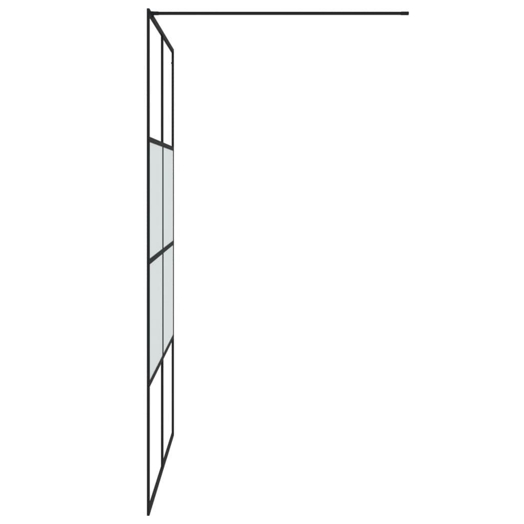 Walk-in Shower Wall Black 140x195 cm Half Frosted ESG Glass Modern Design