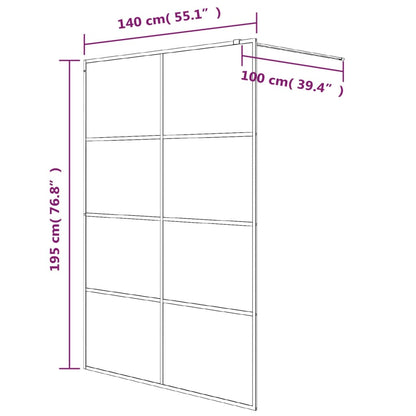 Walk-in Shower Wall Black 140x195 cm Half Frosted ESG Glass Modern Design