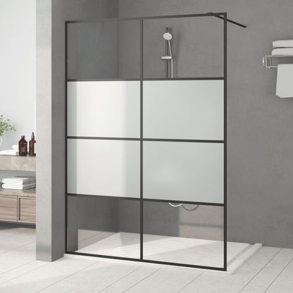 Walk-in Shower Wall Black 140x195 cm Half Frosted ESG Glass Modern Design