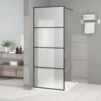 Walk-in Shower Wall Black 80x195 cm Frosted ESG Glass - Bend