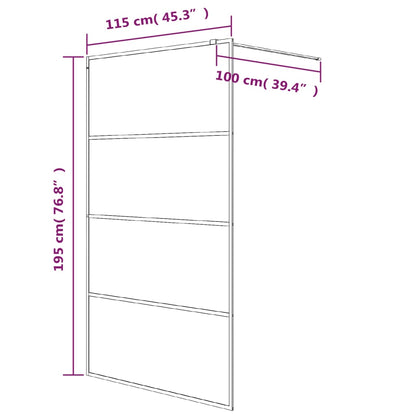 Walk-in Shower Wall Black 115x195 cm Frosted ESG Glass Style