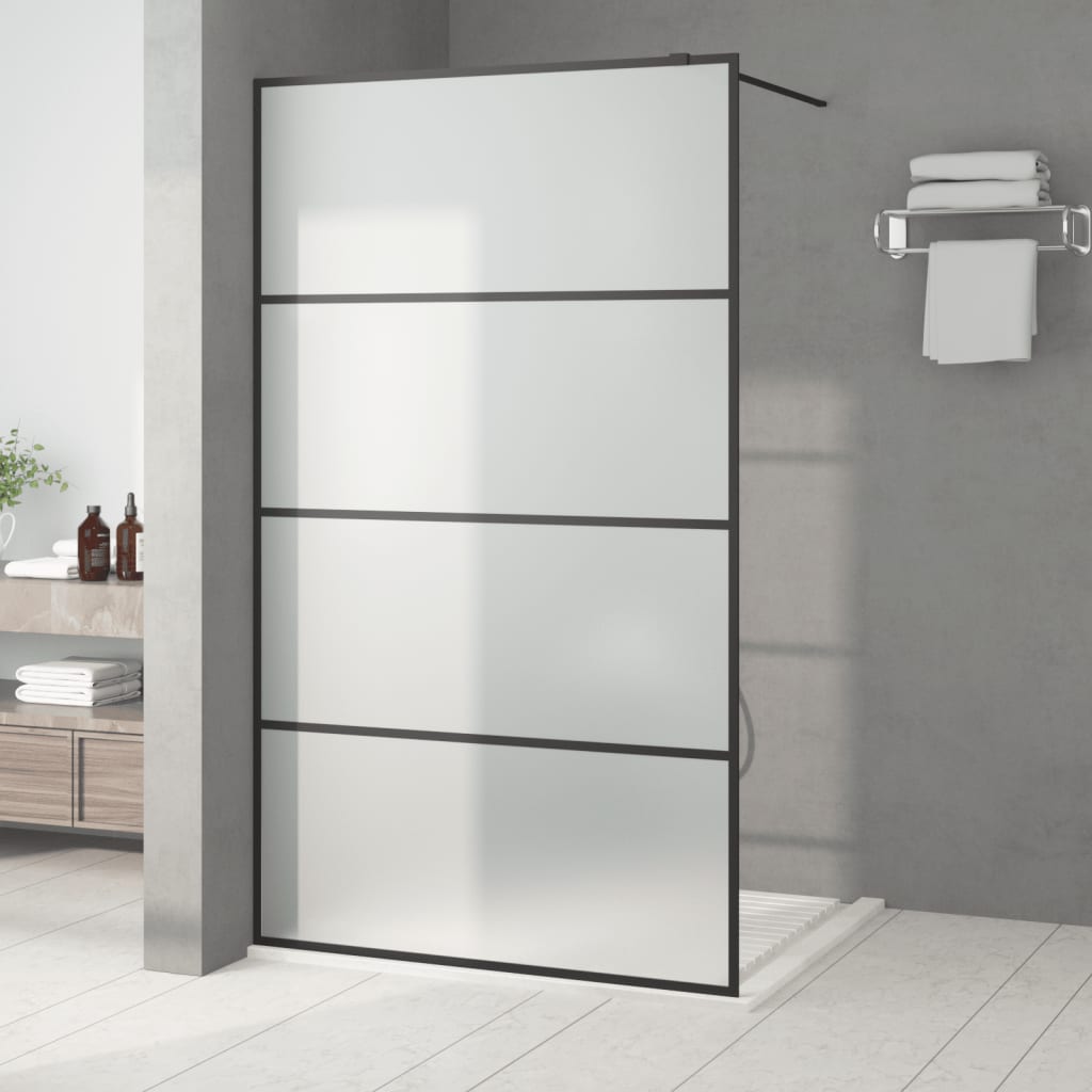 Walk-in Shower Wall Black 115x195 cm Frosted ESG Glass Style