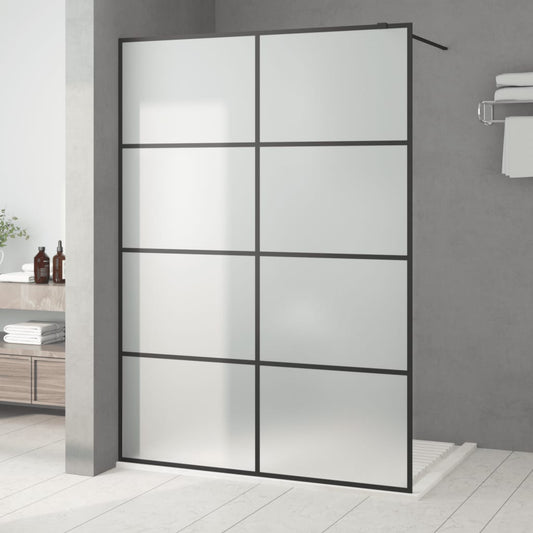 Walk-in Shower Wall Black 140x195 cm Frosted ESG Glass Elegance