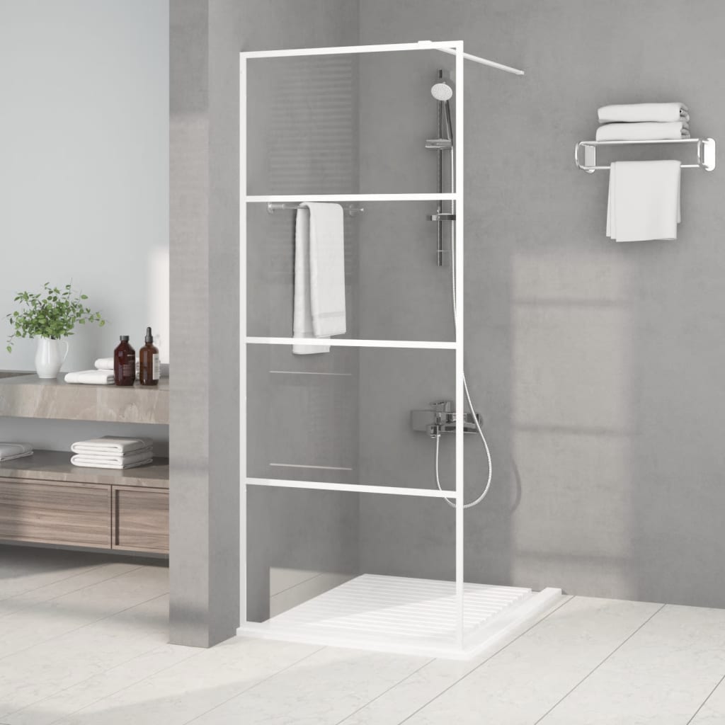 Walk-in Shower Wall White 80x195 cm Clear ESG Glass - Bend