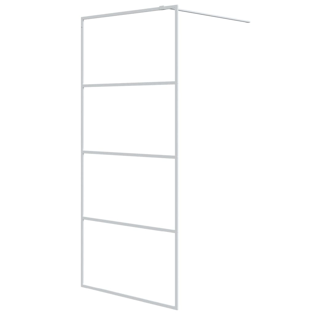 Walk-in Shower Wall White 90x195 cm Clear ESG Glass - Bend