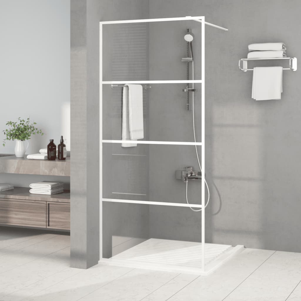 Walk-in Shower Wall White 90x195 cm Clear ESG Glass - Bend