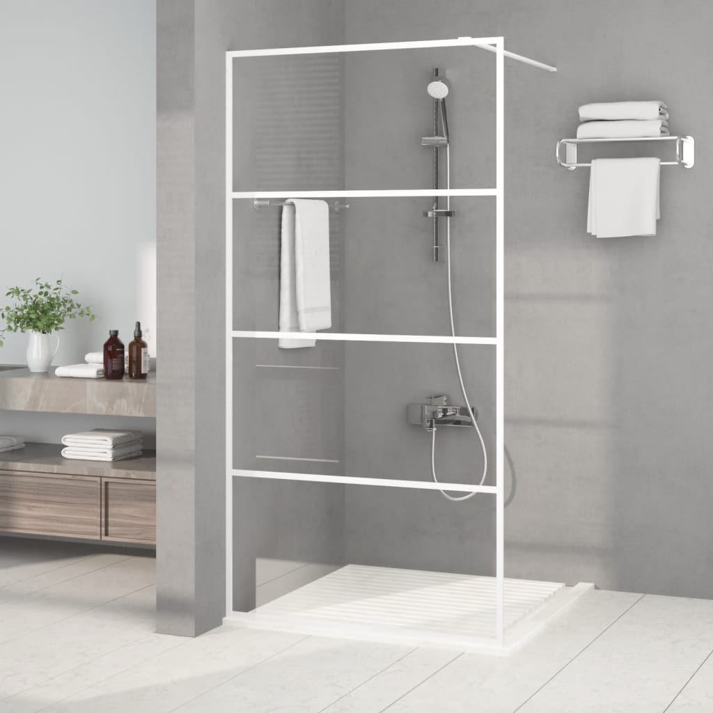 Walk-in Shower Wall White 100x195 cm Clear ESG Glass Design