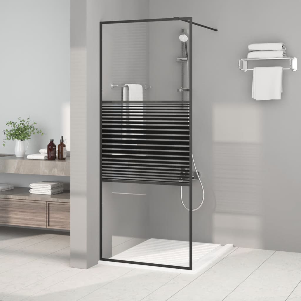 Walk-in Shower Wall Black 80x195 cm Clear ESG Glass - Bend