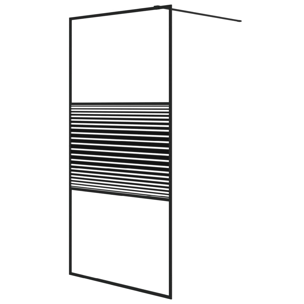 Walk-in Shower Wall Black 100x195 cm Clear ESG Glass - Bend