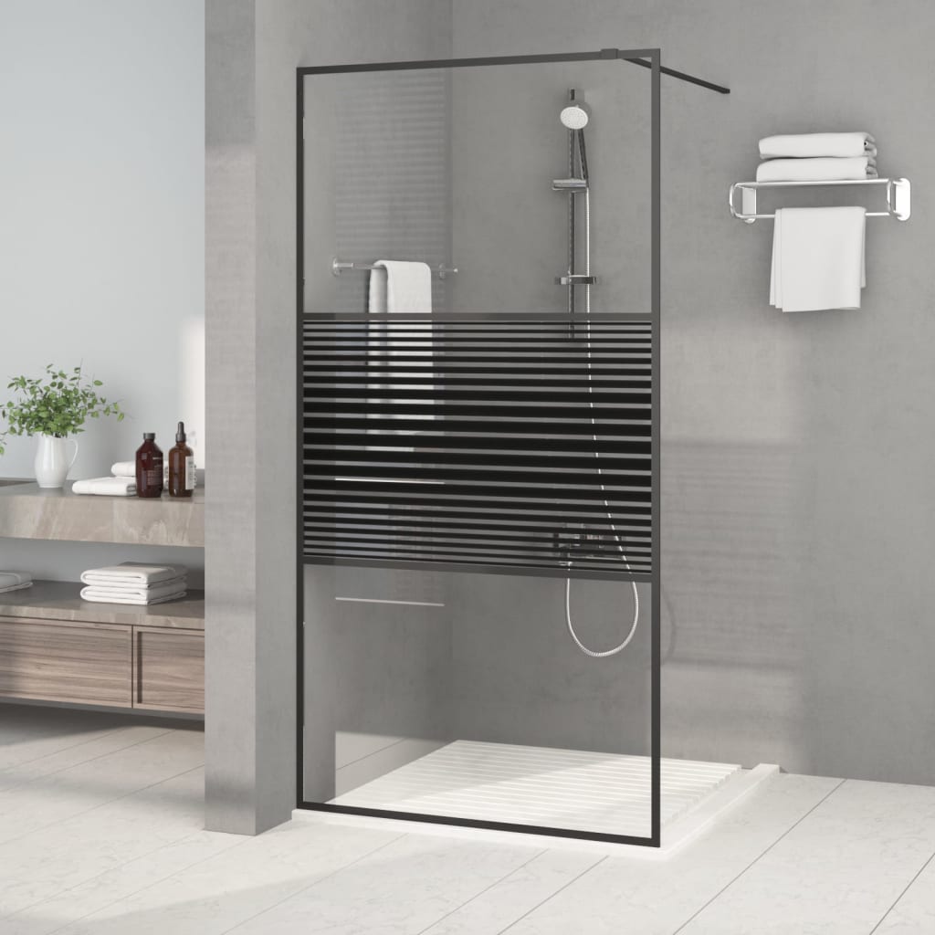 Walk-in Shower Wall Black 100x195 cm Clear ESG Glass - Bend