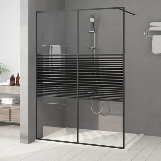 Walk-in Shower Wall Black 140x195 cm Clear ESG Glass - Bend