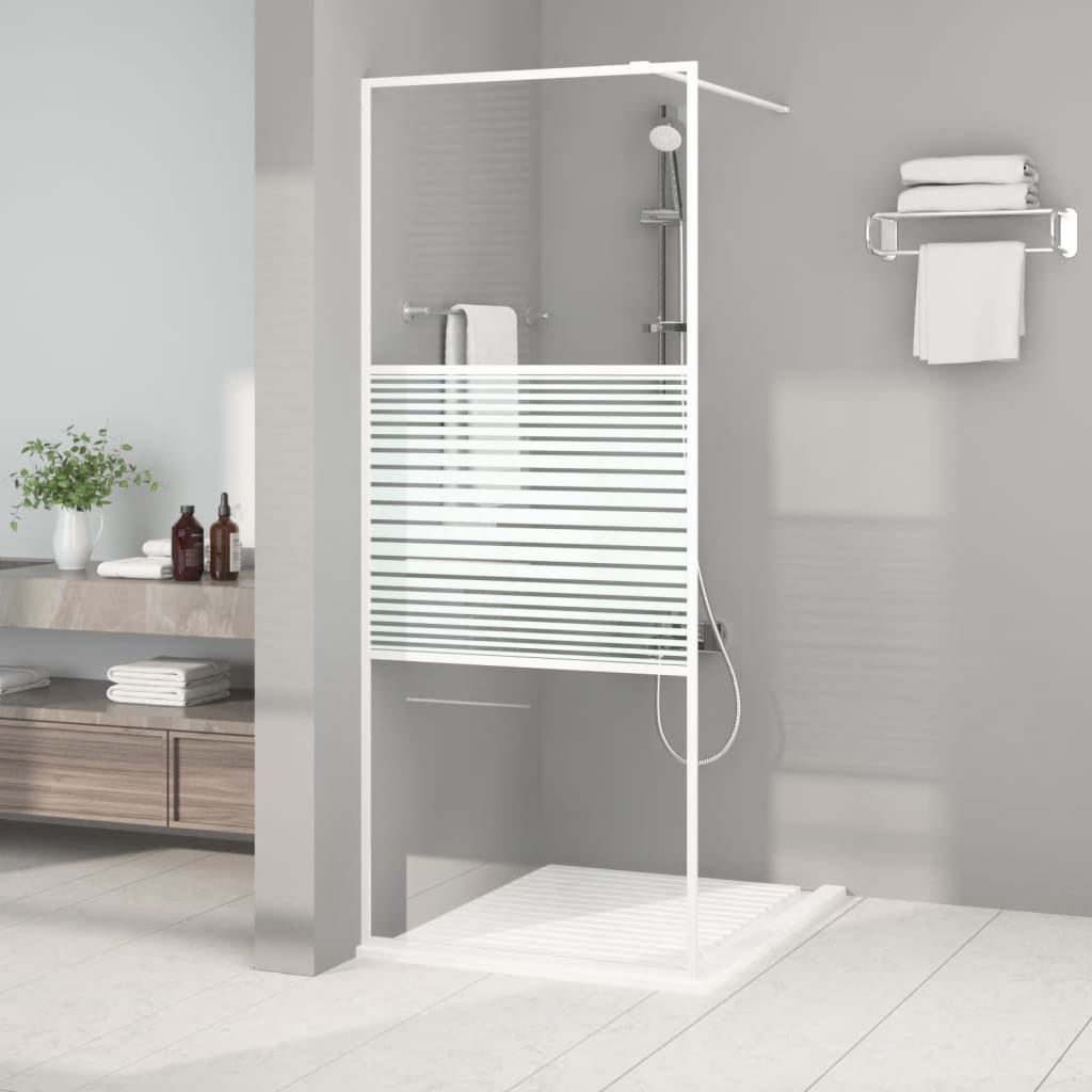 Walk-in Shower Wall White 80x195 cm Clear ESG Glass Easy Clean