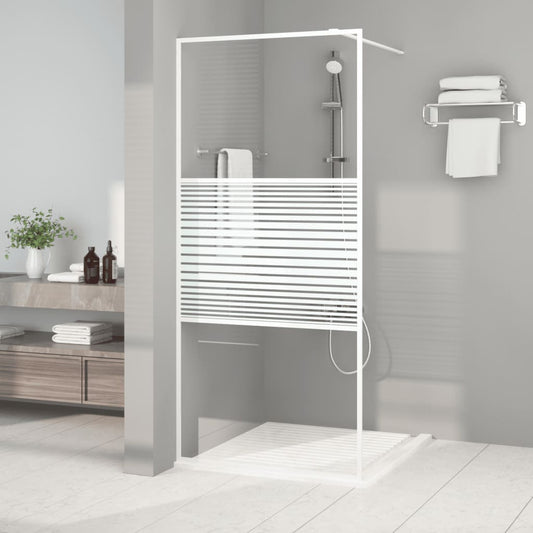 Walk-in Shower Wall White 90x195 cm Clear ESG Glass - Bend