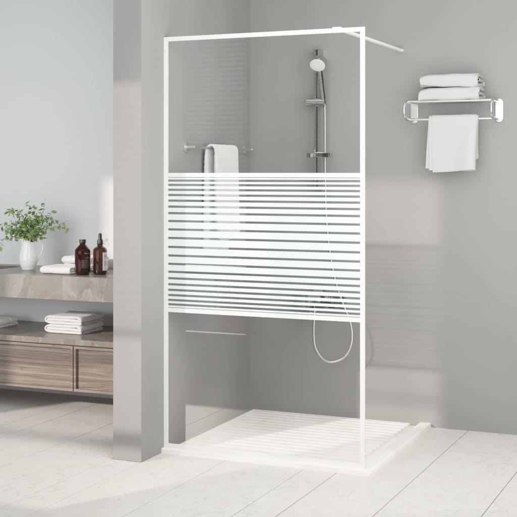 Walk-in Shower Wall White 100x195 cm Clear ESG Glass