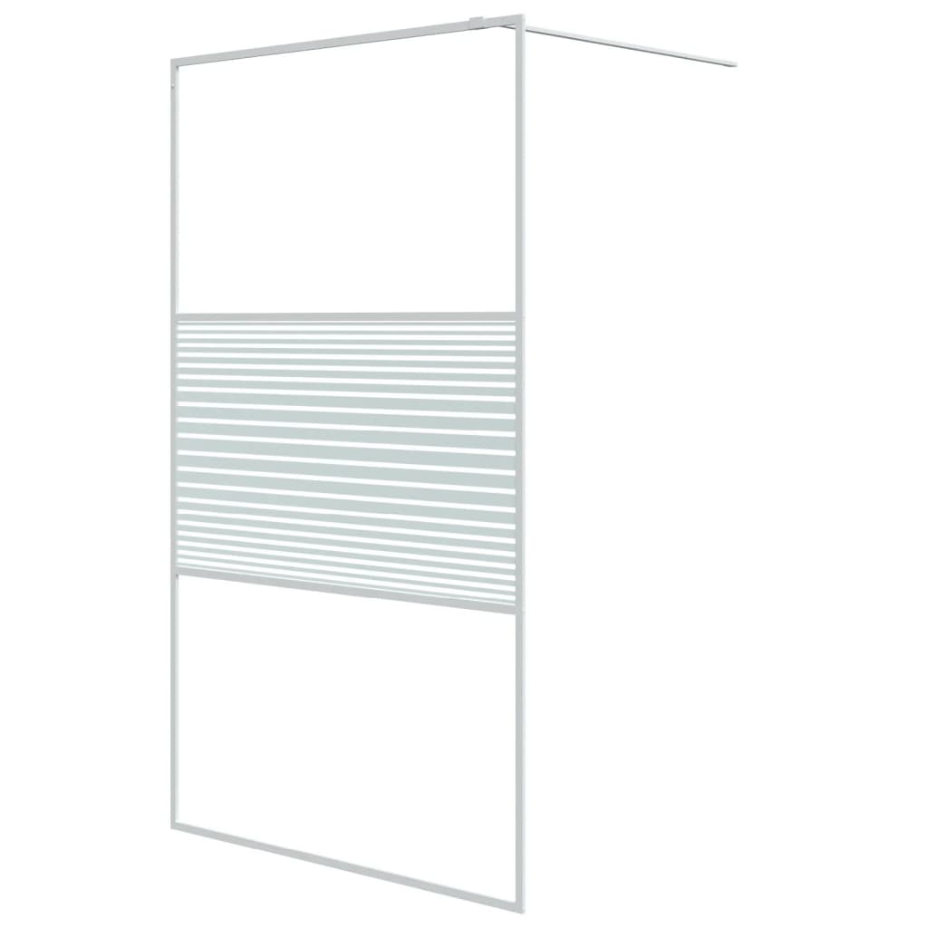 Elegant Walk-in Shower Wall White 115x195 cm Clear ESG Glass