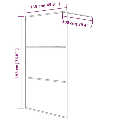 Elegant Walk-in Shower Wall White 115x195 cm Clear ESG Glass