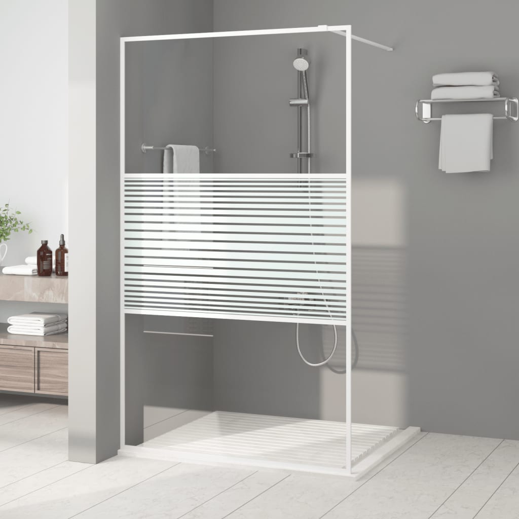 Elegant Walk-in Shower Wall White 115x195 cm Clear ESG Glass