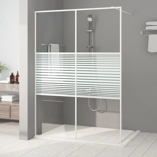 Stylish Walk-in Shower Wall White 140x195 cm Clear ESG Glass