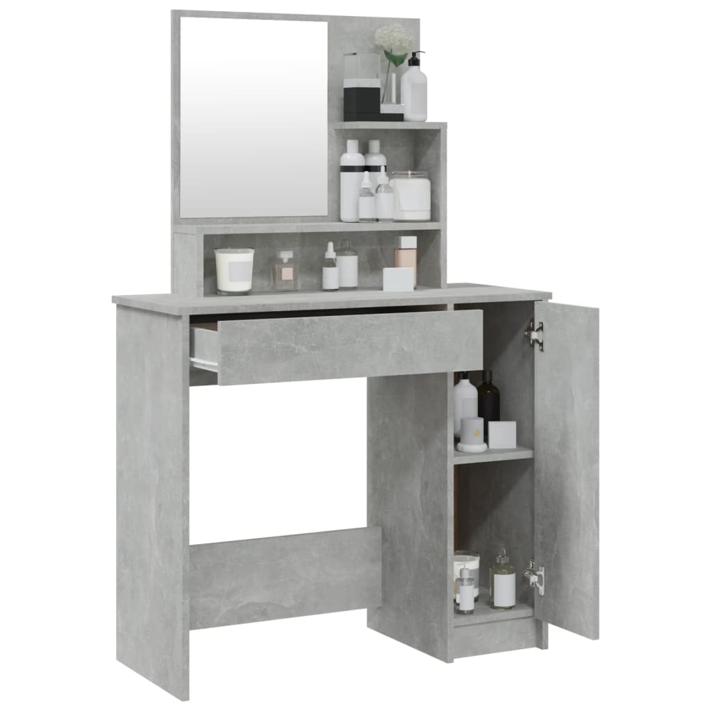 Dressing Table with Mirror Concrete Grey 86.5x35x136 cm - Bend