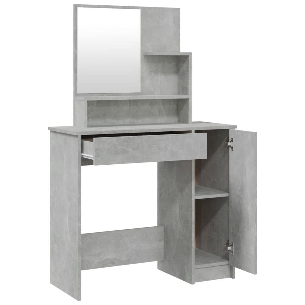 Dressing Table with Mirror Concrete Grey 86.5x35x136 cm - Bend