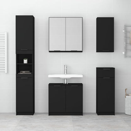 Bathroom Cabinet Black 32x34x188.5 cm Engineered Wood